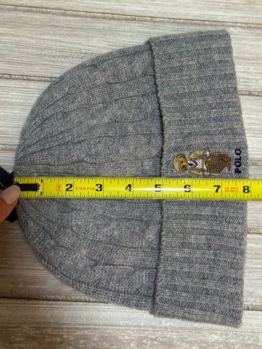 Polo Ralph Lauren Polo Bear Beanie Gray Cable Knit Hat NWT O/S Winter Preppy - Picture 7 of 7